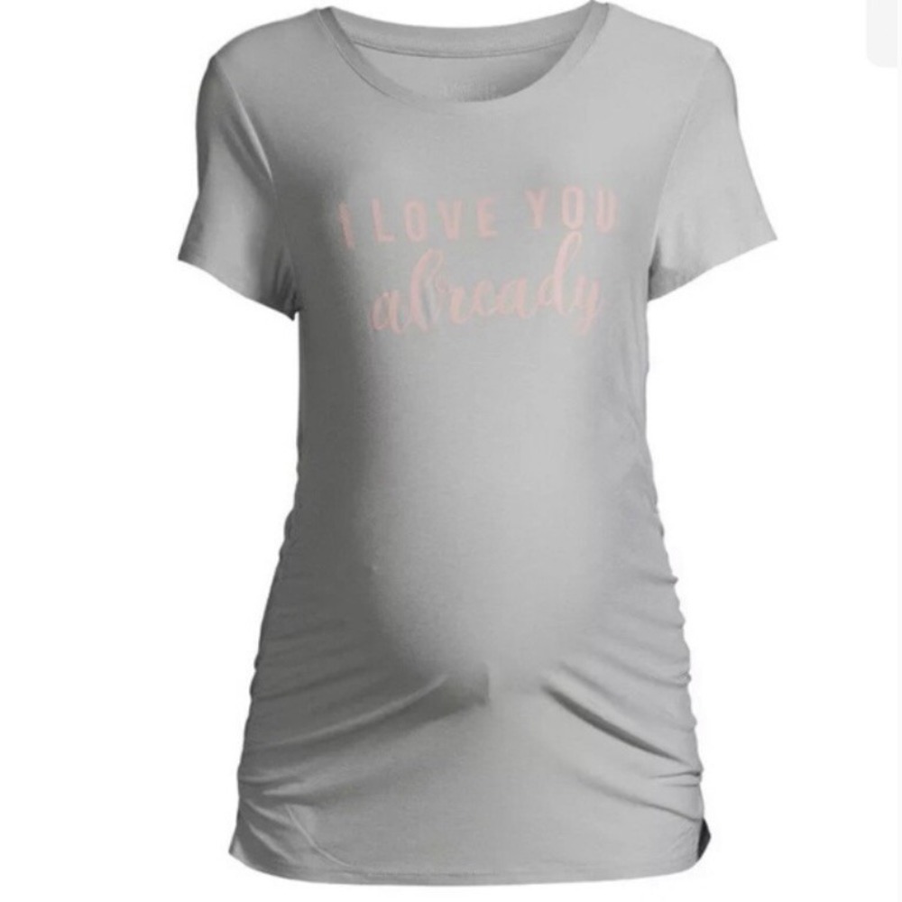 Time and Tru Womens Maternity Graphic Tee Large 12-14 New with Tags I Love You